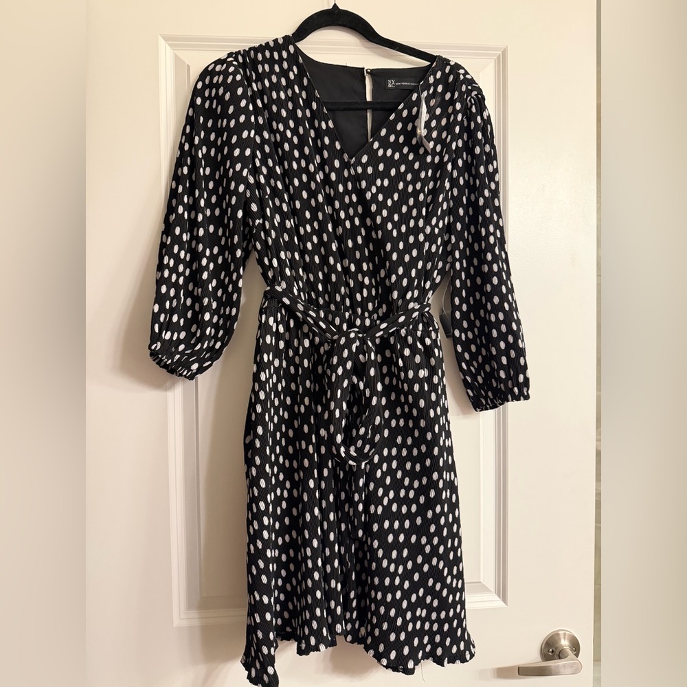 NWT New York & Company black and white polka dot dress